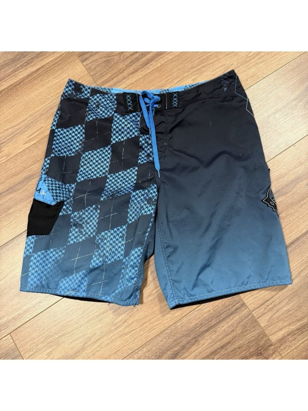 Micros Board Shorts Mens 38 Blue Vintage Y2K Grunge Surf Skate